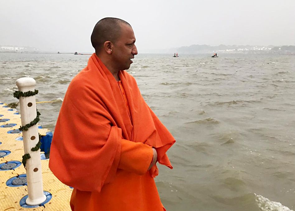 CM Yogi Adityanath takes holy dip in Prayagraj