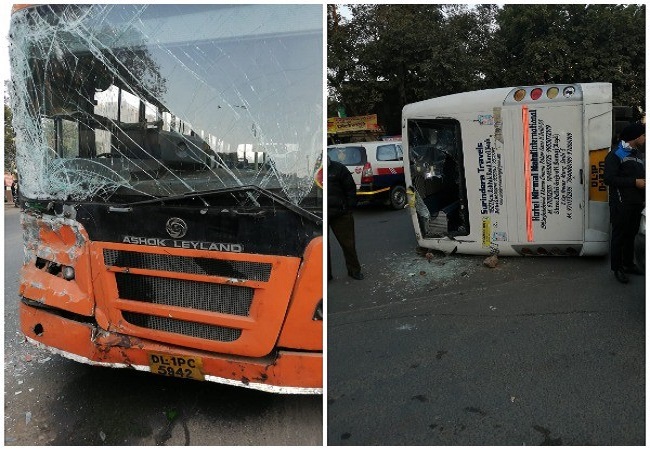 Six students injured in bus accident in Delhi