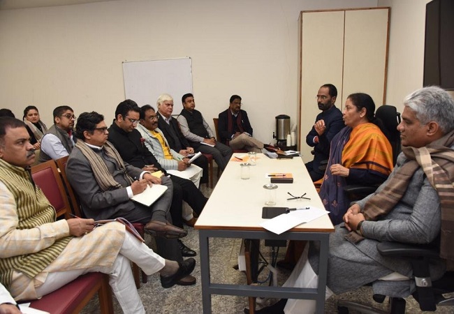 Ahead of Union Budget, Sitharaman meets BJP office bearers, spokespersons