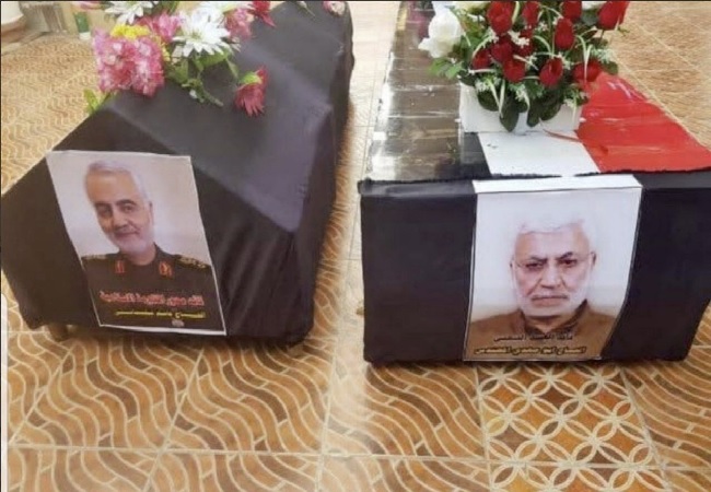 Pictures of coffins carrying bodies of Qassem Soleimani, Abu Mahdi al-Mohandes surface online
