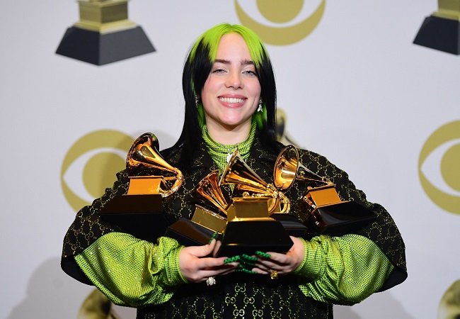 Teenage sensation Billie Eilish wins all four major titles at Grammy Awards