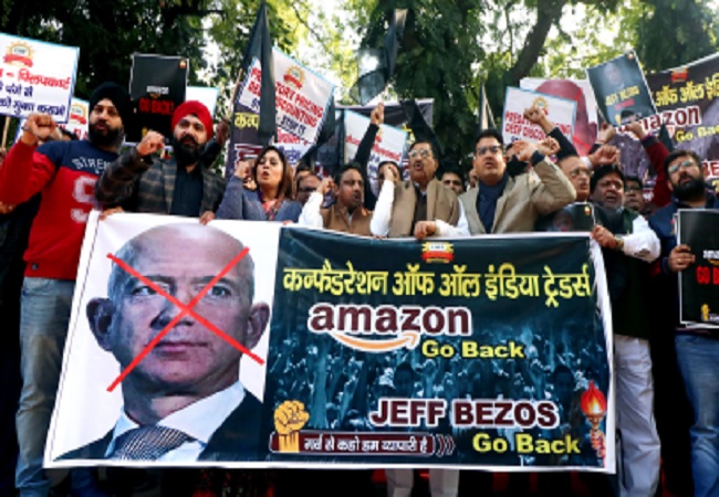 Protest against Amazon CEO Jeff Bezos -