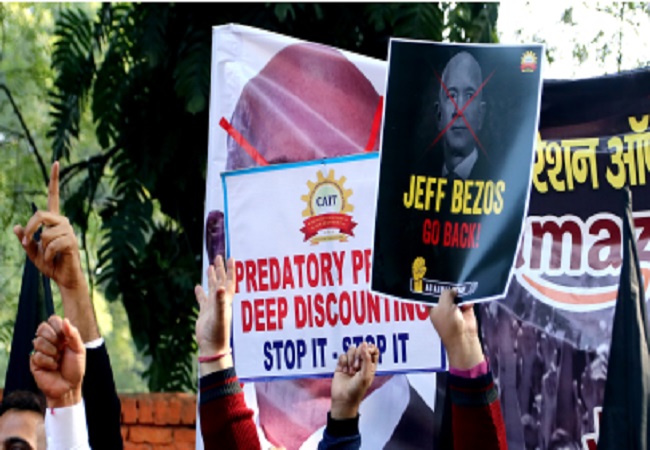 Protest against Amazon CEO Jeff Bezos -