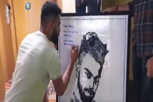 Fan makes Virat Kohli’s portrait using old mobile phones