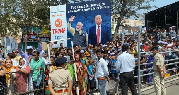 Large crowds cheer Trump-Modi road-show in Ahmedabad