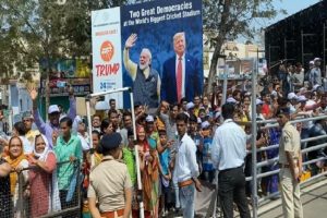 Large crowds cheer Trump-Modi road-show in Ahmedabad