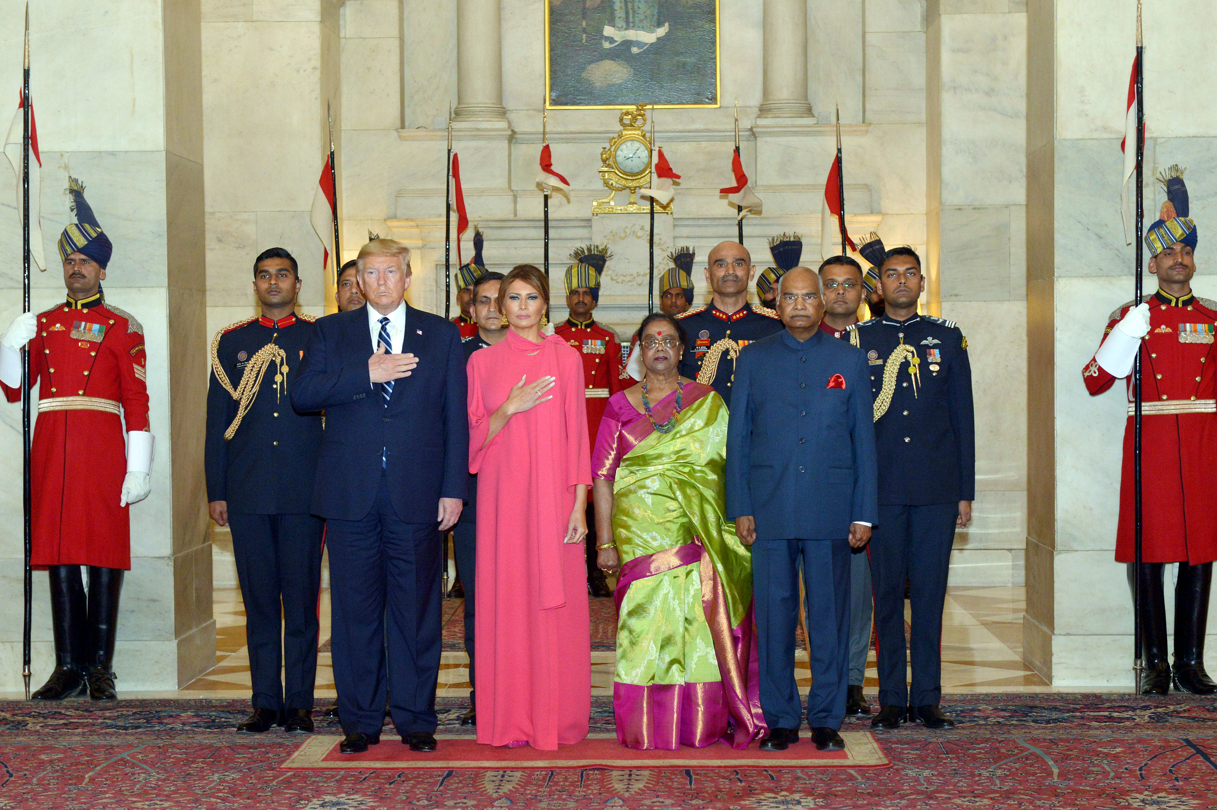 Donald Trump attend state dinner hosted by President Kovind at Rashtrapati Bhawan | See Pics
