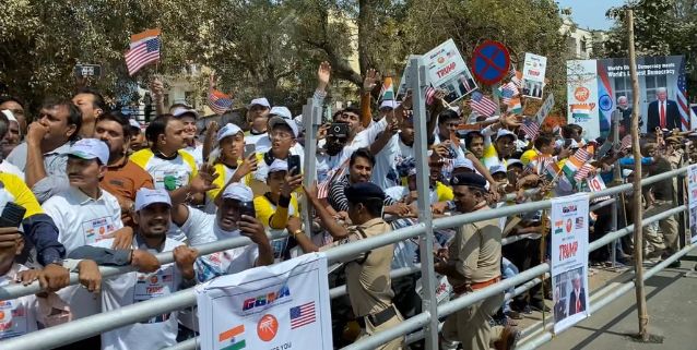 Large crowds cheer Trump-Modi road-show in Ahmedabad