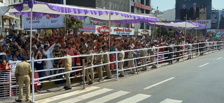 Large crowds cheer Trump-Modi road-show in Ahmedabad