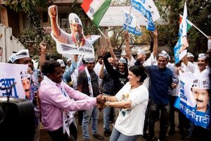 AAP workers celebrate party’s victory after big Delhi win