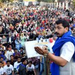 Chandrashekhar Azad addresses a protest rally against CAA and NRC