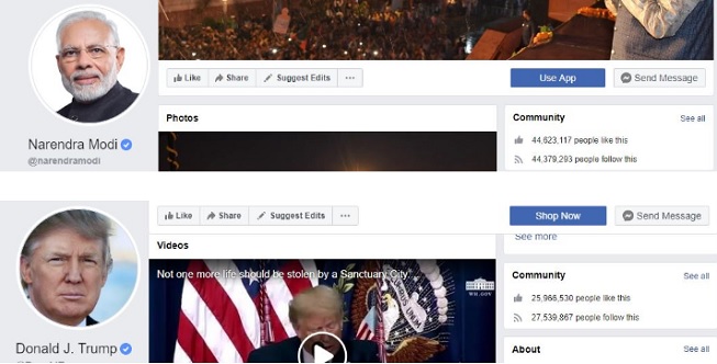 Trump - Modi FB comparison