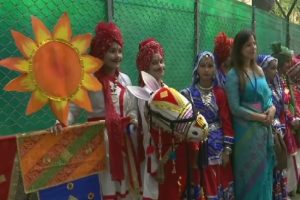 Delhi govt school students in colourful clothes wait to greet Melania Trump