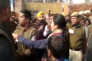 Watch: Congress’ Alka Lamba tries to slap AAP worker at polling booth