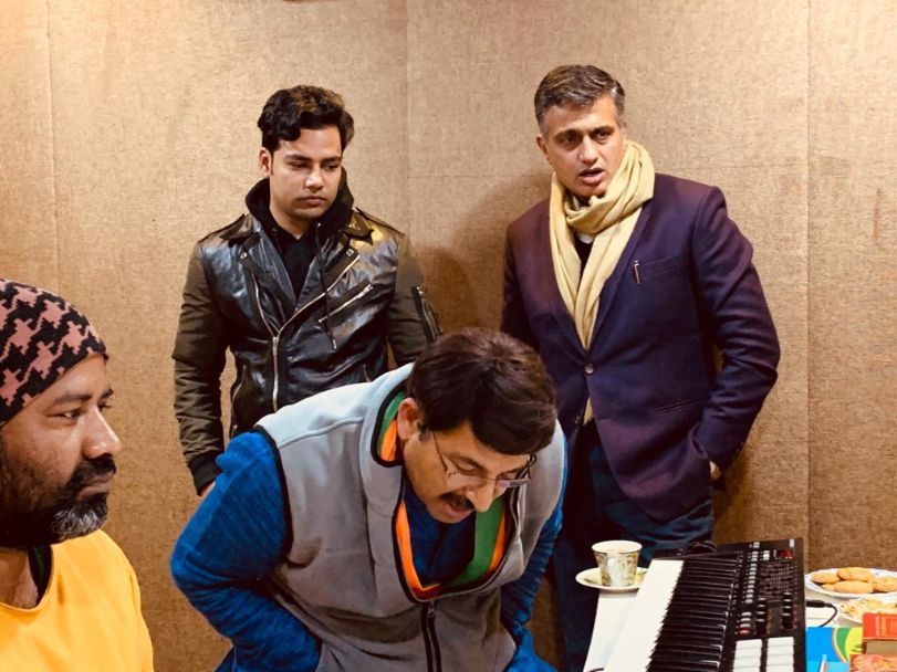 BJP MP Manoj Tiwari recording song for last phase of election campaign