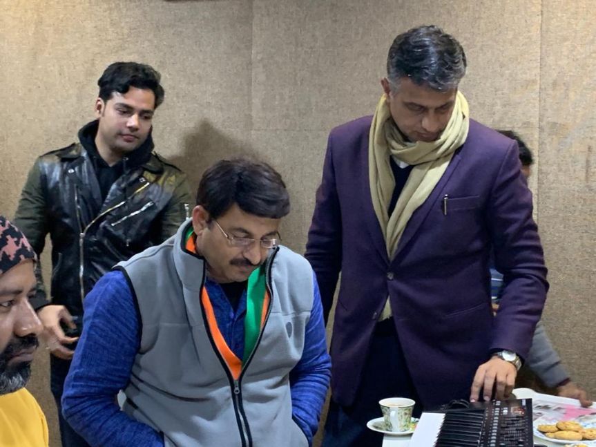 BJP MP Manoj Tiwari recording song for last phase of election campaign