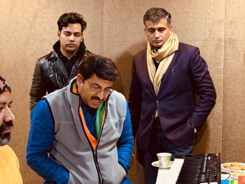 BJP MP Manoj Tiwari recording song for last phase of election campaign