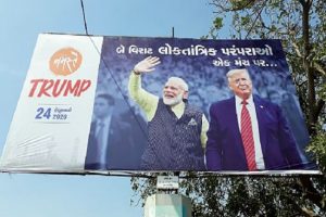 Posters of Donald Trump and PM Modi seen in Ahmedabad