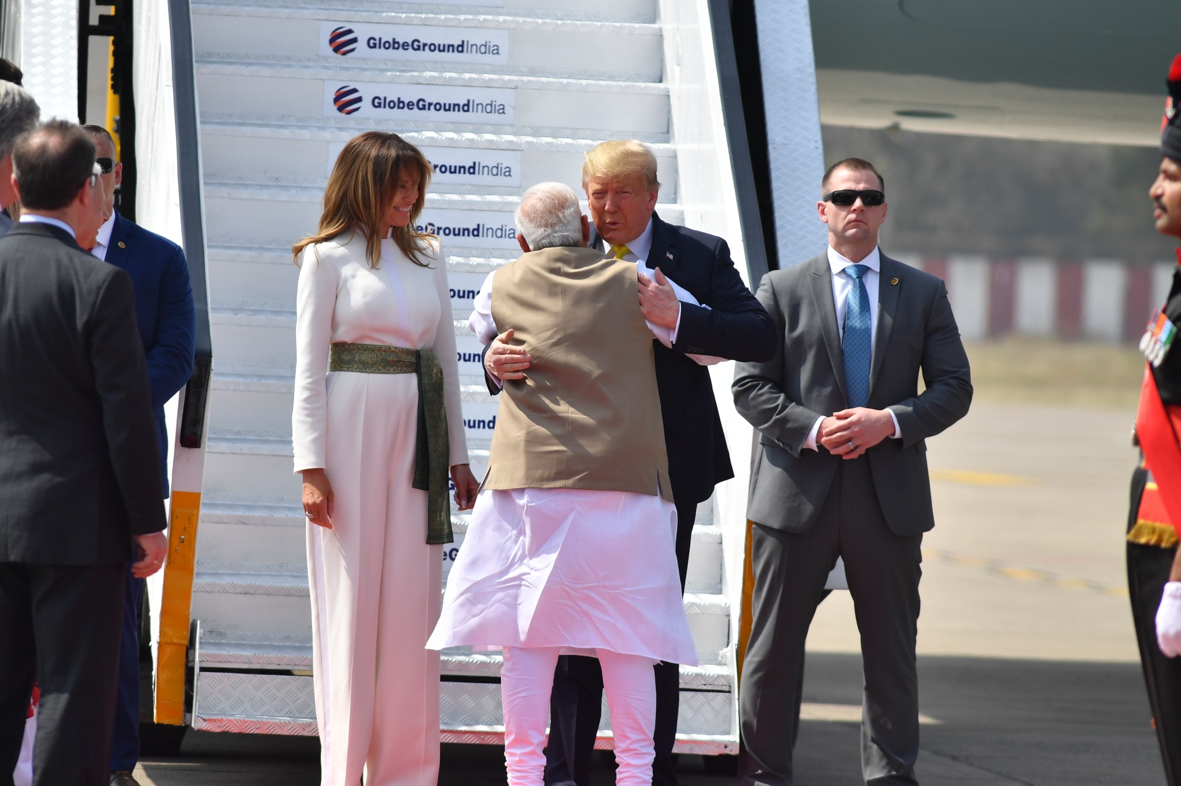 PM Modi welcoming US President Donald Trump and First Lady Melania Trump | See Pics