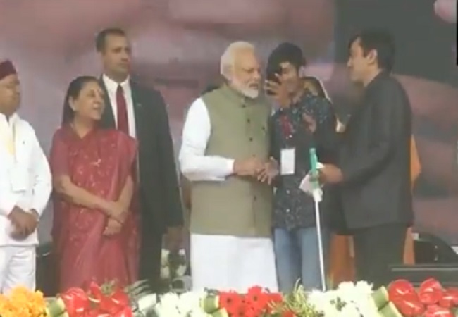 Visually-challenged youth takes selfie with PM Modi in Prayagraj