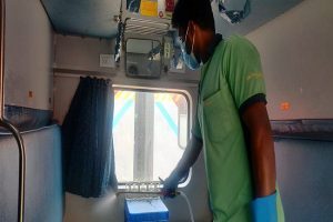 Sanitization of train coaches at Eastern Railway’s Malda division