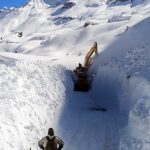 Border Road Organisation earthmovers clears snow from the Manali-Leh highway