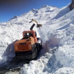 Border Road Organisation earthmovers clears snow from the Manali-Leh highway
