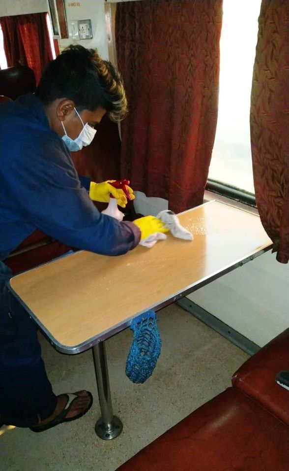 Sanitization of train coaches at Eastern Railway's Malda division