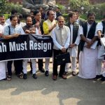 Congress MPs protest in Parliament premises against Delhi violence