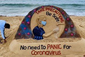 Coronavirus: Sand artist Sudarsan Pattnaik makes sculpture to spread awareness