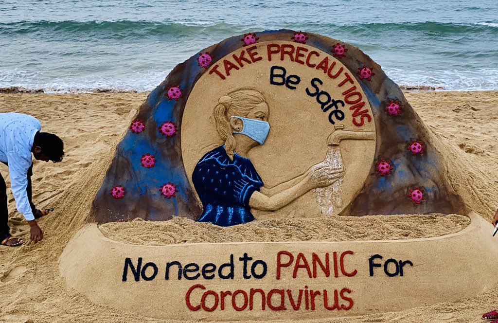 Coronavirus: Sand artist Sudarsan Pattnaik makes sculpture to spread awareness
