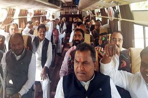 Madhya Pradesh Congress MLAs leave for Jaipur amid political crisis