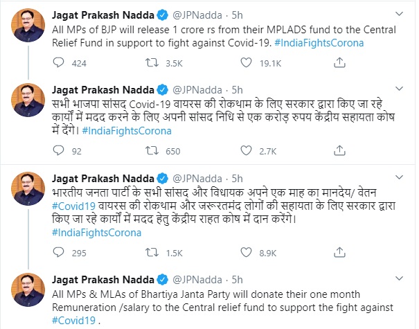 Nadda tweet