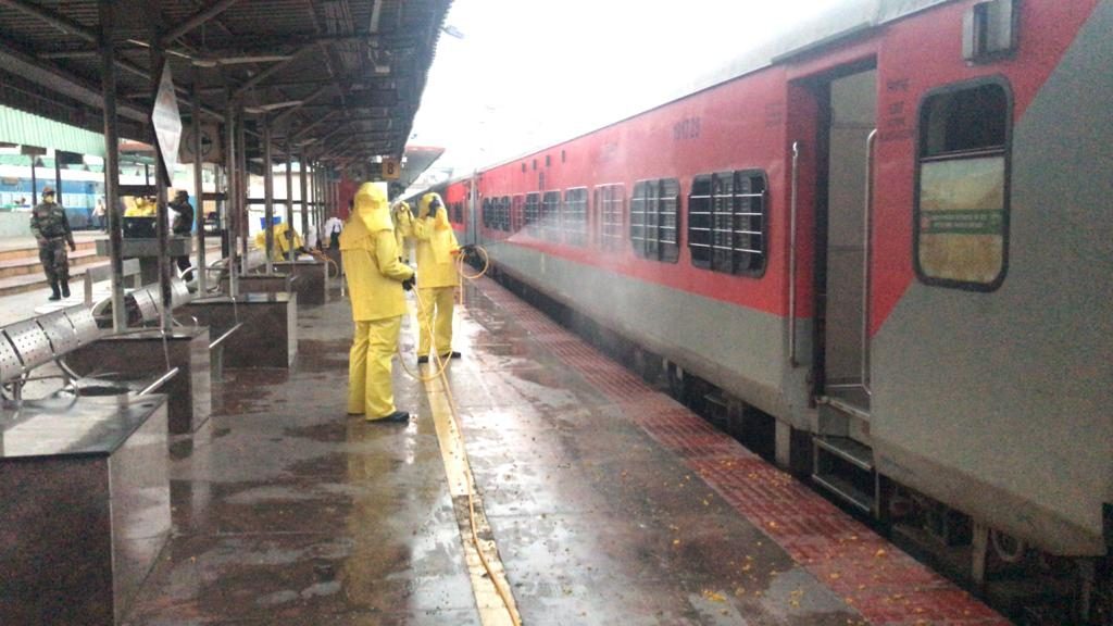 India Fights India Fights Corona: Trains, platforms being sanitised Corona: Trains, platforms being sanitised | See Pics