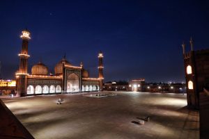 Deserted view of the illuminated Jama Masjid on the eve of Ramadan | See Pics