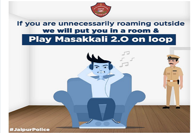 “Will lock you up & play Masakkali 2.0,” Jaipur police tells lockdown violators; Twitterati pokes fun