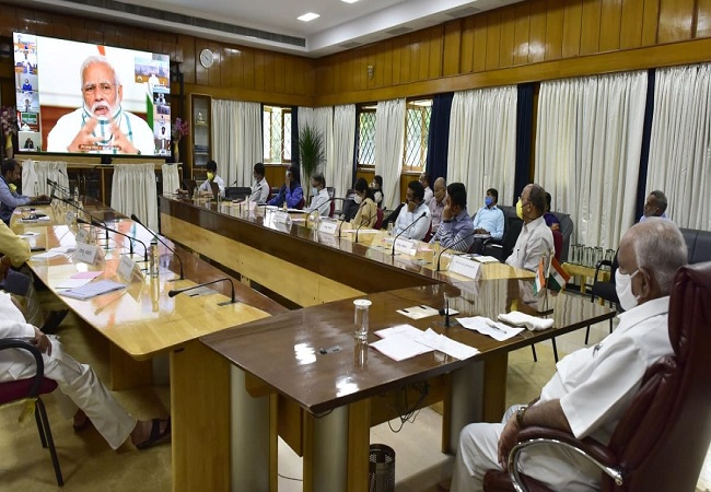 Prime Minister Narendra Modi interacts with Chief Ministers on COVID-19 situation