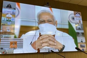 PM Modi wears homemade mask during video-conferencing with CMs to discuss lockdown