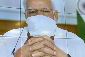 PM Modi wears mask in video conference with CMs | See Pics