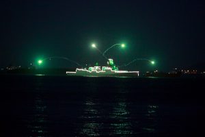 Navy ships illuminates to show solidarity with frontline workers for their contribution in the fight against COVID-19