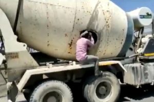 Indore Police catch 18 migrants travelling from Maharashtra to Lucknow inside cement mixing truck