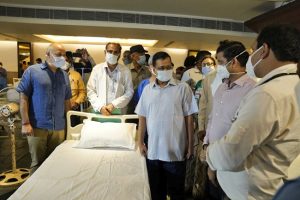 Kejriwal visits 100-bed COVID care centre set up at Shehnai Banquet Hall