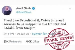 FACT CHECK: Home Minister’s tweet of scrapping broadband, mobile services in J-K, Ladakh fake, says MHA