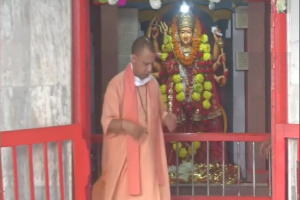 UP Chief Minister Yogi Adityanath offers prayers at Gorakhnath Temple