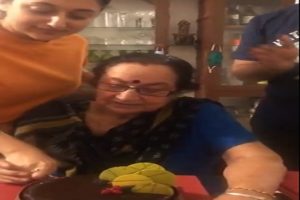 Anupam Kher shares video of mother Dulari, as family cuts cake for ‘no reason’
