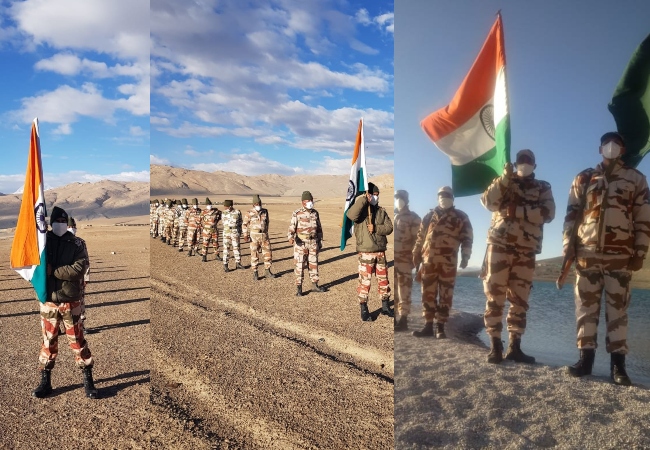 ITBP jawans celebrate Independence Day at an altitude of 16,000 feet in Ladakh | See Pics