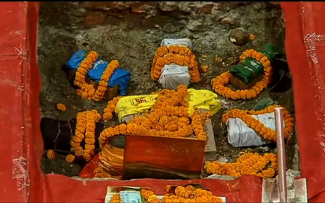 9 bricks laid down at Ayodhya’s Ram Janmabhoomi temple construction site