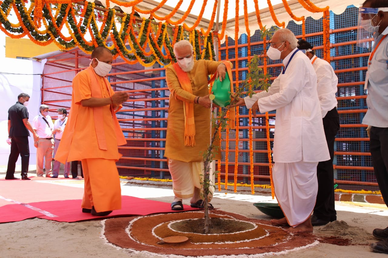 PM Modi plants sapling at Ram Temple
