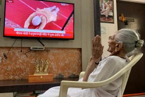 PM Modi’s mother watches live telecast of Ram Temple bhoomi pujan