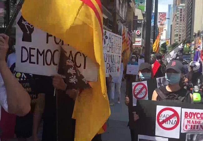 Indian, Tibetan, Vietnamese and Taiwanese diaspora take part in anti-China protest in Canada